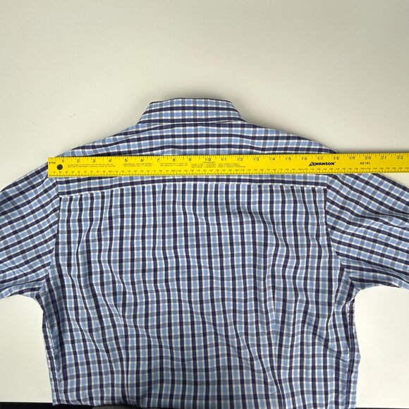 Eton Dress Shirt Mens EU 40 US 15 3/4 Contemporary Fit Blue Plaid Contrast Trim - Picture 11 of 15